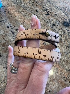 Leather Ruler Wrap Bracelet in Natural Tan